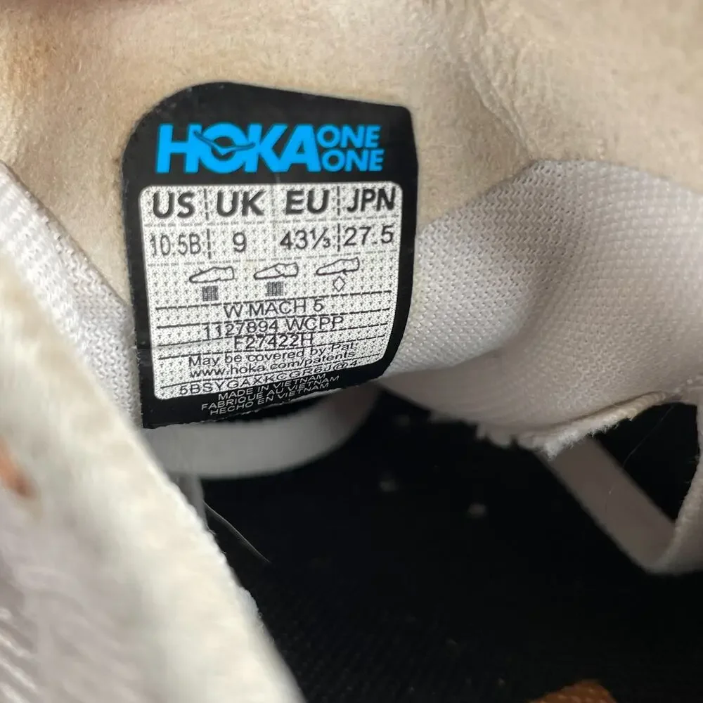 Hoka One One Mach 5 Women's Size 10.5 White Copper Athletic Running Shoe Sneaker